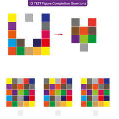 Fototapeta na wymiar IQ TEST - Figure Completion Questions, Visual Intelligence Test