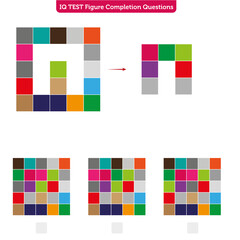 Fototapeta na wymiar IQ TEST - Figure Completion Questions, Visual Intelligence Test