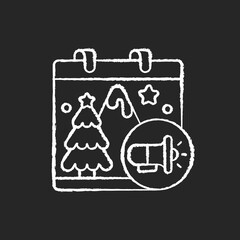 Seasonal marketing chalk white icon on black background. Marketing products or services at certain points of whole year. Holidays promotions. Isolated vector chalkboard illustration