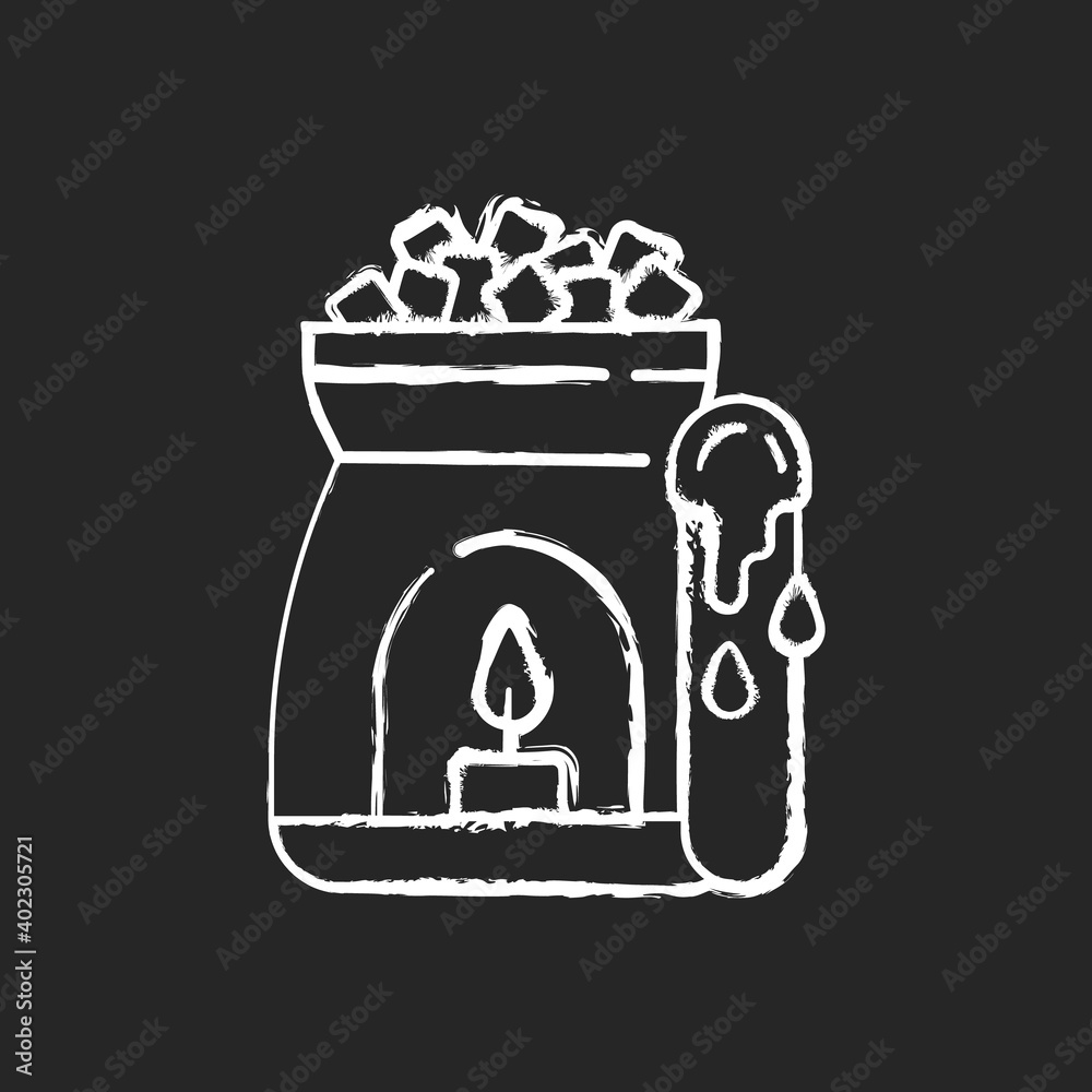 Wall mural wax warmer chalk white icon on black background. hair removal option. optimal application temperatur