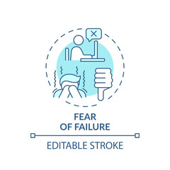 Failure fear concept icon. Procrastination reason idea thin line illustration. Experiencing shame and embarrassment. Irrational fear. Vector isolated outline RGB color drawing. Editable stroke