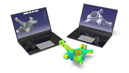 3D rendering - Design of a suspension bracket on a computer