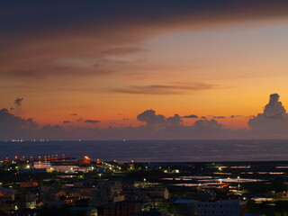 Fototapeta na wymiar sunset over a fishing village