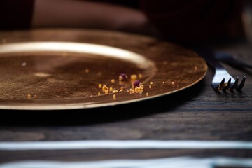 crumbs on plate after meal
