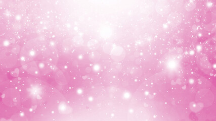 Fototapeta na wymiar Pink and white abstract gradient bokeh background with circles and hearts. Soft Valentines day background