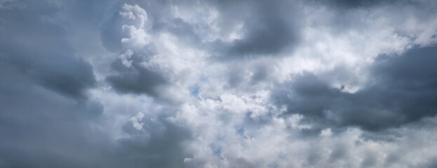 Fototapeta premium Blue summer sky with white cumulus clouds. Blue sky with clouds nature background.