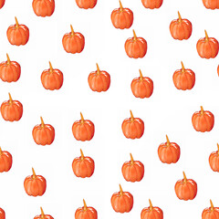 seamless pattern with watercolor pumpkins