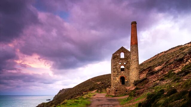 Time Lapse movie of Chapel Porth Mine in St. Agnes in Cornwall, Europe