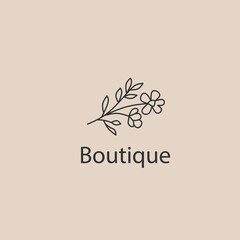 Logo design template, with hand drawn plant icon shape