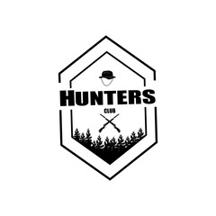 hunting logo with vintage silhouette and hunting hat