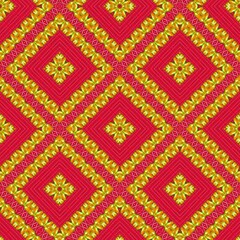 Seamless pattern with symmetric geometric ornament.
