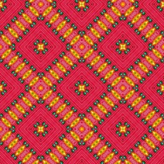 Seamless pattern with symmetric geometric ornament.
