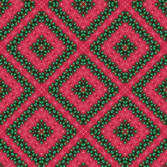 Seamless pattern with symmetric geometric ornament.
