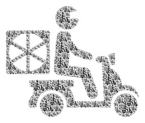 Vector pizza motorbike delivery fractal is composed with randomized fractal pizza motorbike delivery items. Fractal collage for pizza motorbike delivery.