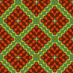 Seamless pattern with symmetric geometric ornament.
