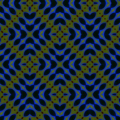 Seamless pattern with symmetric geometric ornament.

