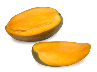 Cutted Mango fruit , natural look on white background