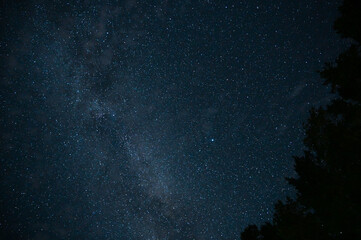 Colorful shot of the milky way with small clouds. Astrophotography