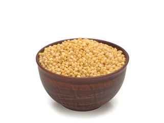 Raw Dry Organic Couscous in a Bowl, Israeli couscous, ptitim