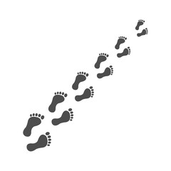 Human footsteps walking silhouette. People foot trail. Vector isolated on white