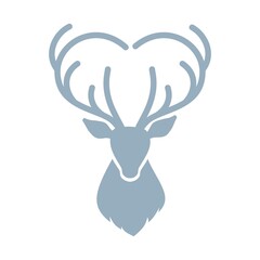 Deer head with heart shaped antlers
