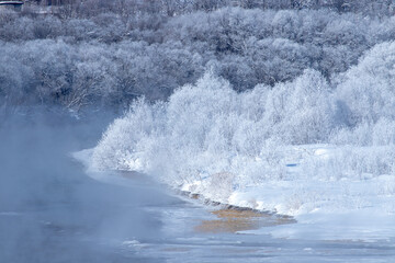 北海道冬の風景　富良野の樹氷