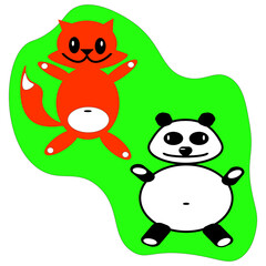 vector illustrations panda bear, bears eat honey, panda funny and kind bear, children's illustration, illustration for notebook, illustration for passport cover, image for printing on a poster, image 