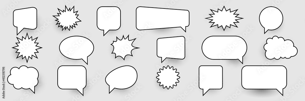 Canvas Prints vector speech bubbles. comic speech bubbles with shadow halftone in view . vector illustration