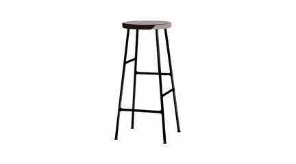 Vector Isolated Illustration of a Metal and Wood Stool