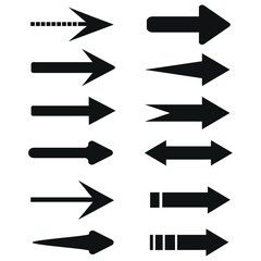 Set of black arrows,  arrows icons. Vector illustration