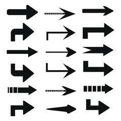 Set of black arrows,  arrows icons. Vector illustration