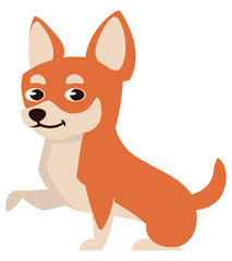 Chihuahua giving paw. Cute pet in cartoon style.
