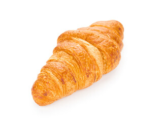 Fresh croissant close up on white background