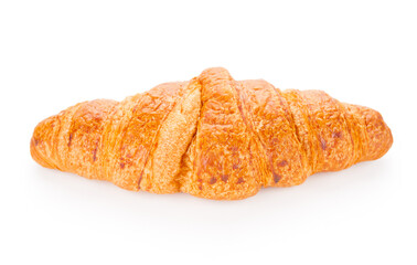 Fresh croissant close up on white background