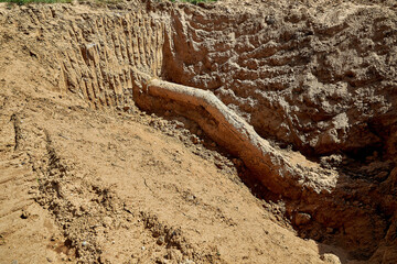 One old water pipe was discovered during the reconstruction of the water supply system in the ground