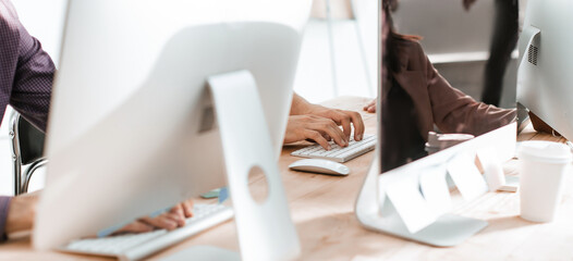 background image office employees in the workplace