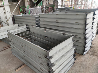KUALA LUMPUR, MALAYSIA -MARCH 5, 2020: Mild Steel Door Frame at the construction site. Install by...