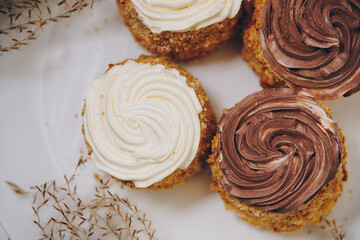 a plate with sweet pastries.