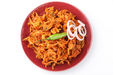 Fried onion pakora  known as Crispy Kanda bhaji /Bhajji / bajji, favourite Indian Tea-Time snack 