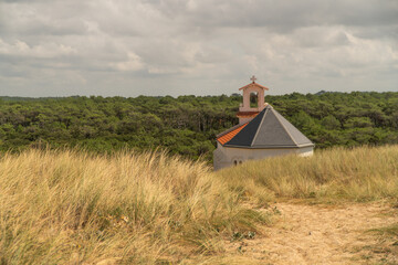 dax, beach, dessert isolated, landes, basque country, dune grass, dunes, church, church building,...