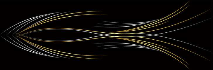 Black background, with silver and gold line, banner design