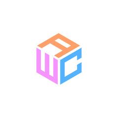 Initial letter AWC design. Hexagon logo with three letters