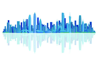 Fototapeta na wymiar Vector illustration of landmark buildings in Shenzhen, Guangzhou, China