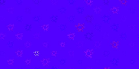 Dark blue, red vector backdrop with virus symbols.