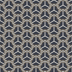 Abstract seamless pattern. Modern stylish texture. Striped linear geometric tiles with triple weaving elements. Vector color background.