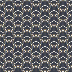 Abstract seamless pattern. Modern stylish texture. Striped linear geometric tiles with triple weaving elements. Vector color background.