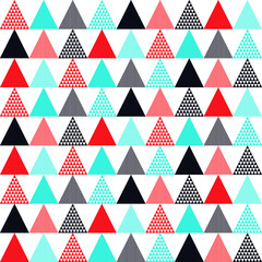 Triangle seamless pattern with colorful theme. Red, blue,	 dark blue and white color.