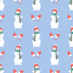 vector seamless pattern with snowman