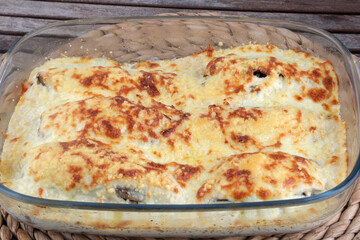 eggplant minced with meat oven cook with gratin cheese