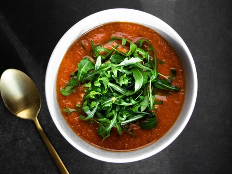 tomato soup with rocket
